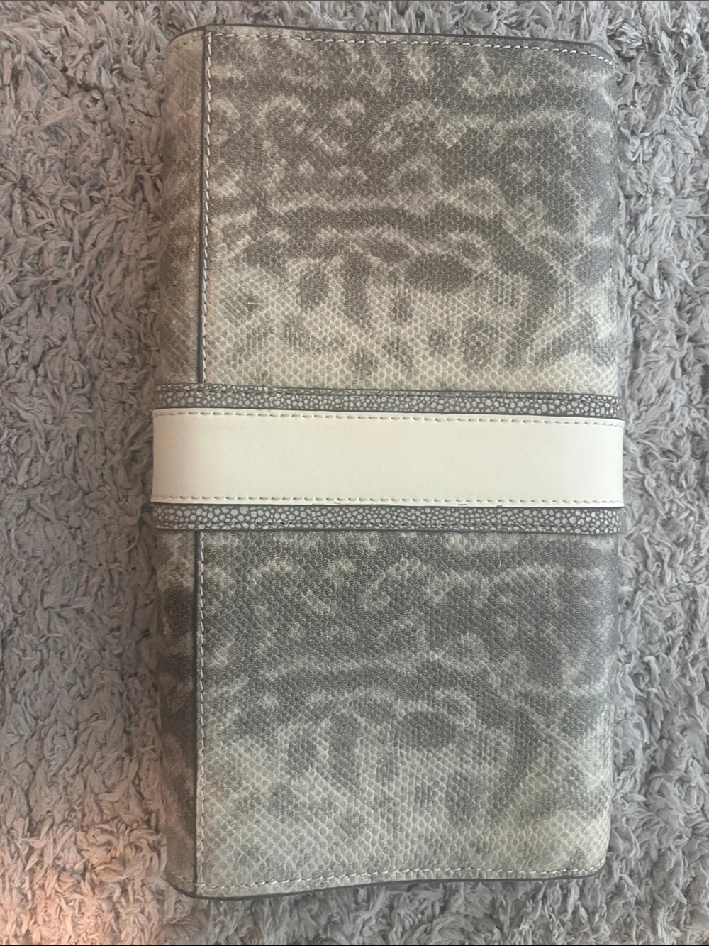 Vince Camuto Neutral Patterned Clutch with Cream and Gold Hardware